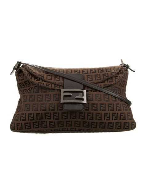 fendi zucchino baguette black|Fendi vintage zucca shoulder bag.